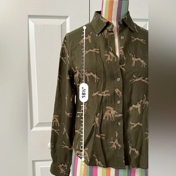 Ralph Lauren Olive Green hound print button down shirt - Picture 8 of 8